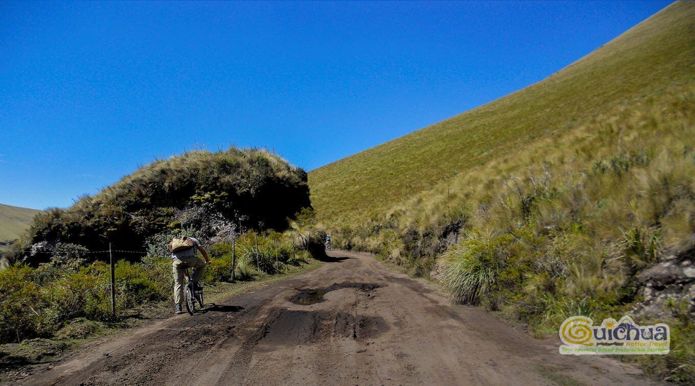 Andean Adventure biking Mojanda lake and Cochasqui Ecuador
